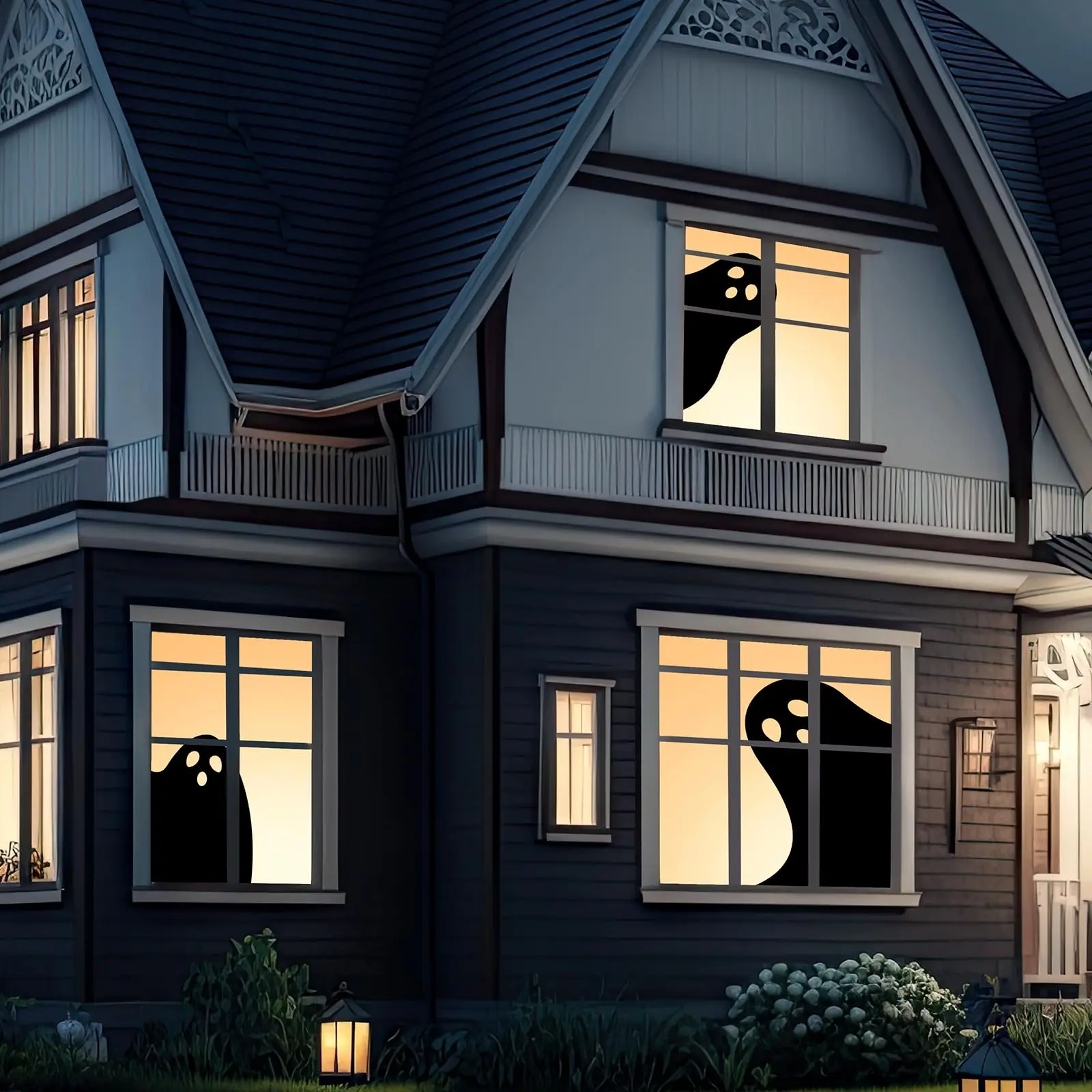 

Halloween Window Sticker Decorations Halloween Ghost Sticker Silhouette Poster for Indoor Outdoor Spooky Party Decor Stickers