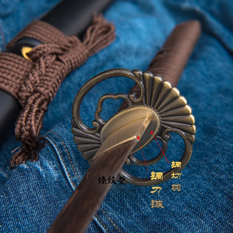 Japanese Juhe Samurai Machete Wood Sheath Practice Training Solid Wood Performance Props Toy Knife Pulling Katana Ornaments