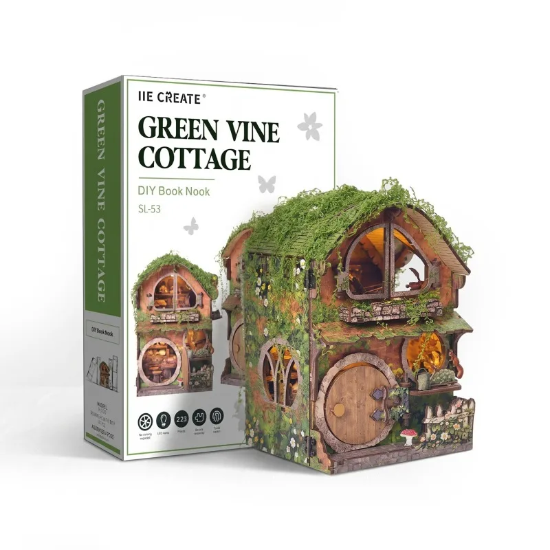 

Green Vine Covered Cottage 3D Wooden Puzzle DIY Handmade Jigsaw Educational Ornament Novelty Stress Relief Decoration Kid Gifts