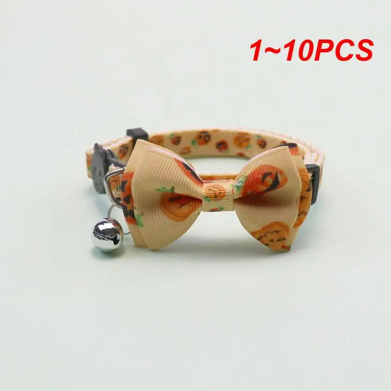 Explosive Pet Halloween Collar Bow With Bell Adjustable Cat Collar Small And Medium-sized Webbing Dog Collar