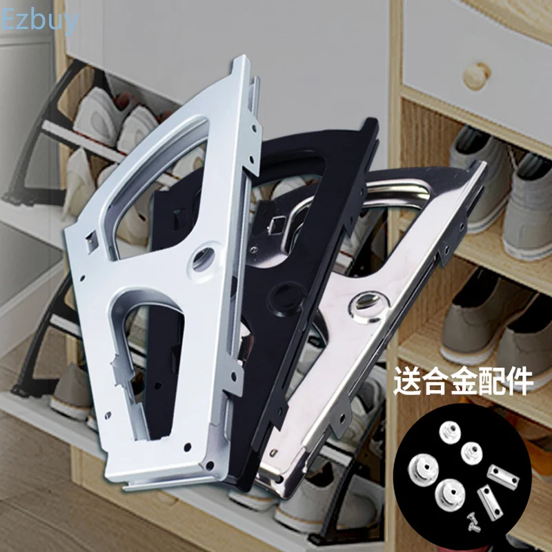 2PCS Stainless steel Shoe Cabinet Hinges Turning Rack Hidden Drawer Cabinet Hinge Movable Hinge Fittings Flip Plate Frame