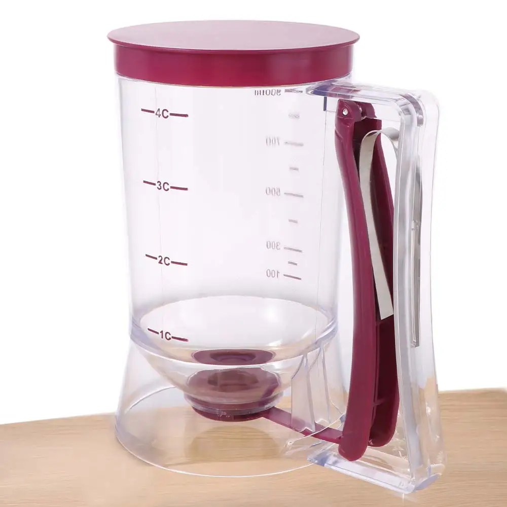 BPA Free Hand-Held Pancake Batter Dispenser Plastic Scaled Crepes Batter Separator Large Capacity Leakproof Batter Funnel Cream