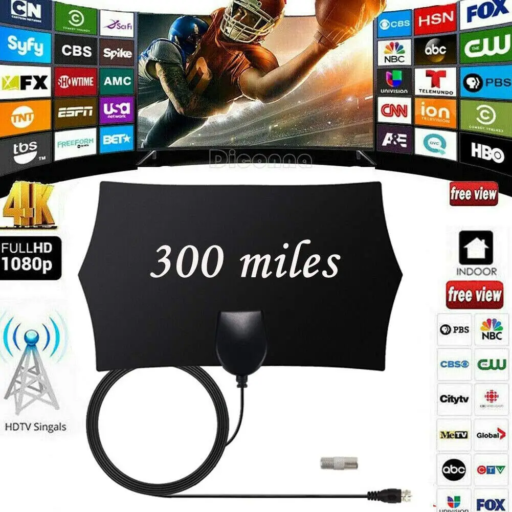 4K TV Antenna Indoor 3000 Mile VHF/UHF Amplifier ATSC/DVB-T/DMB-T/ISDB Ground Wave Antenna HDTV Signal Booster HDTV Free Channel