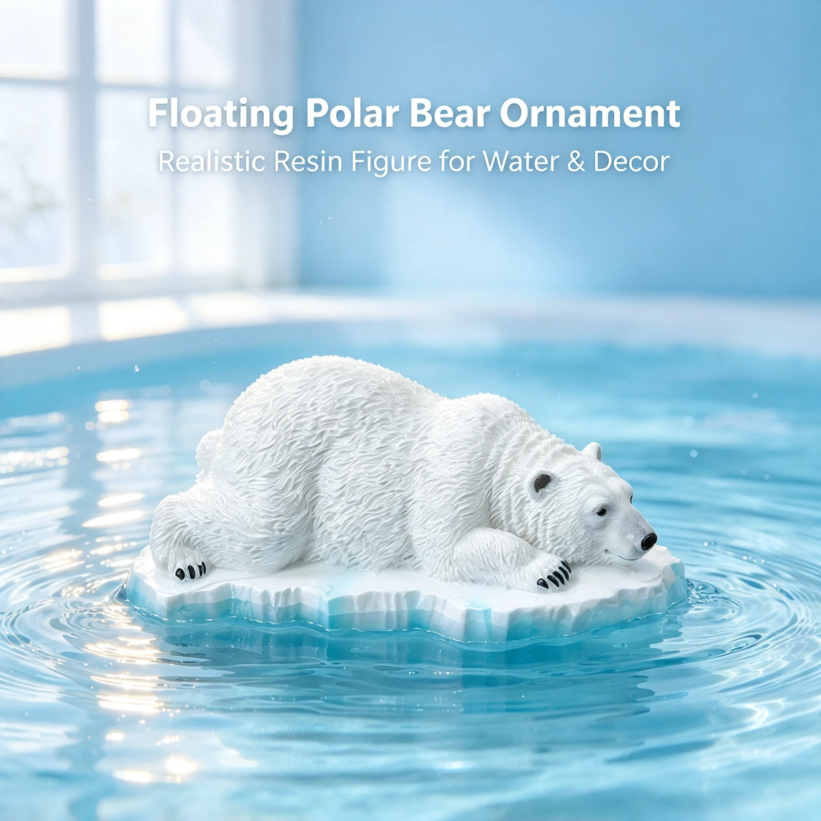 Resin Floating Polar Bear Statue, Artificial Animal Figure Pond Pool, Aquarium Fish Tank Water Garden, Ornament Home Decor Gift