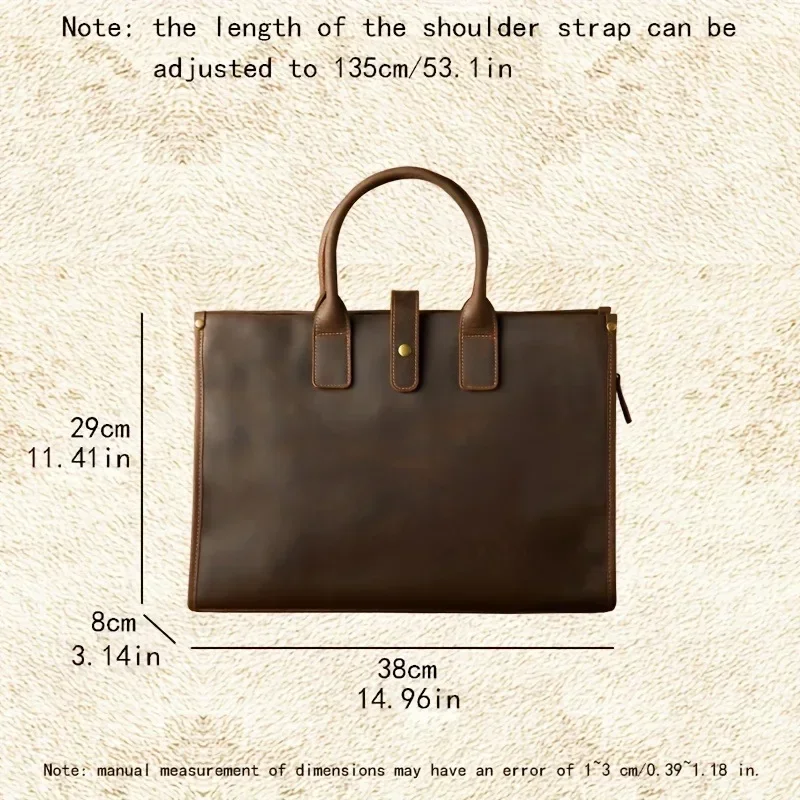 Винтажная мужская сумка для ноутбука из натуральной кожи ручной работы, портфель из воловьей кожи с верхним слоем, офисная сумка через плечо в стиле ретро