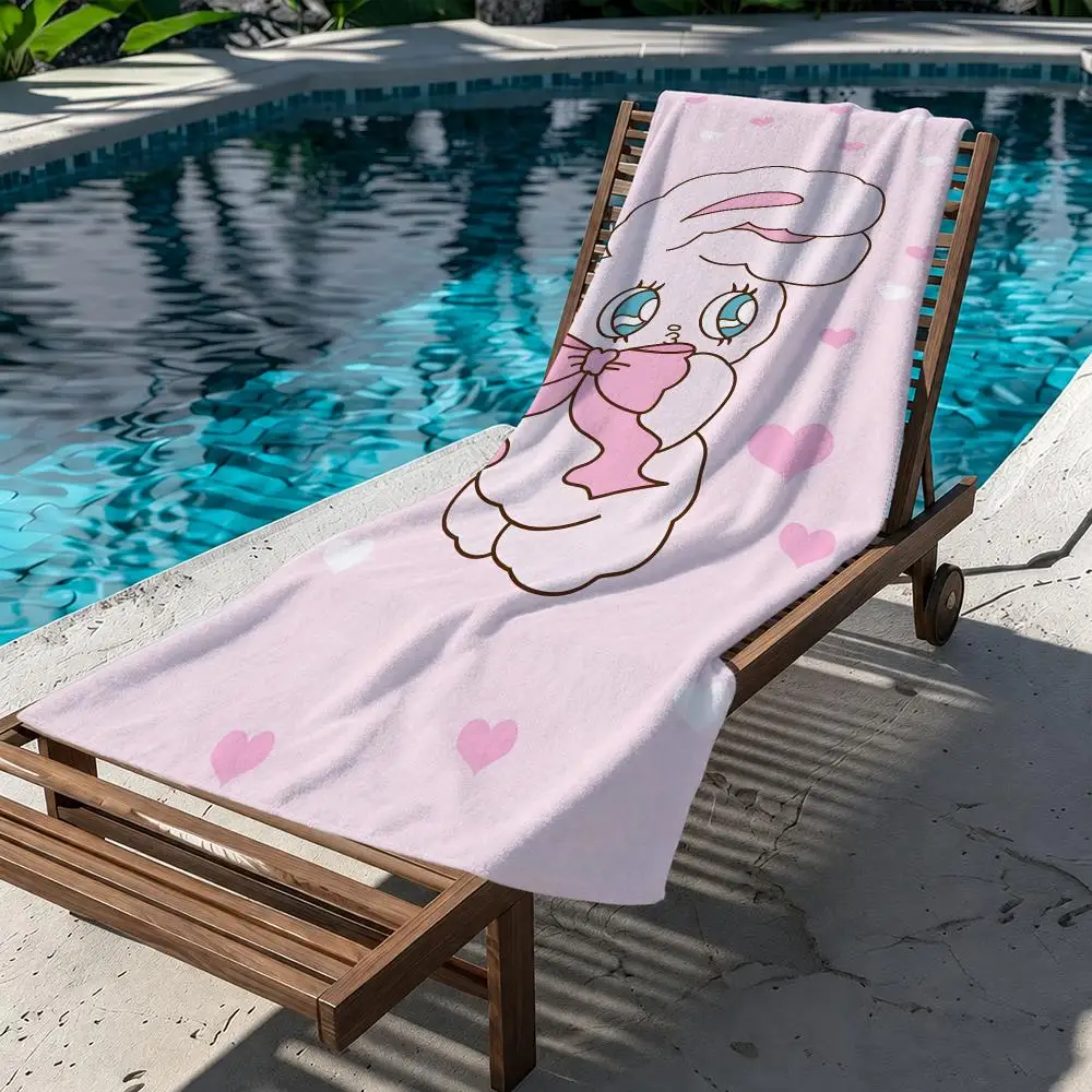 Cartoon Pink E-Esther Bunny Cute Rabbit Towel Thick Absorbent Quick Dry Lint Free Tough Ultra Soft For Swimming Camping Outdoor