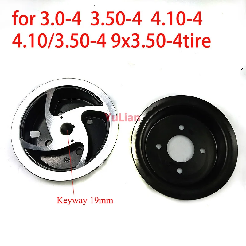 for 3.00-4 3.50-4 4.10-4 4.10/3.50-4 9x3.50-4 tire tyre 4 inch aluminum alloy wheel rim Keyway hub 17mm or 19mm Inner hole