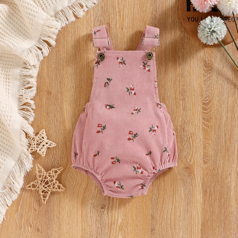 Adorable Baby Girl Summer Outfit Cute Ruffle Sleeve Top Floral Print Overalls Matching Bow Headband Set for Infants