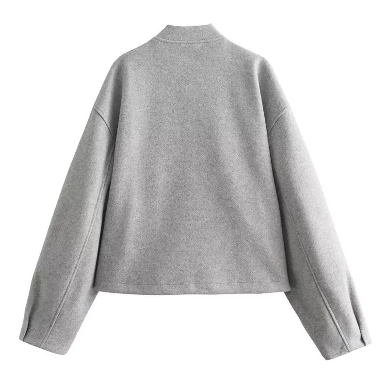 

Свободная куртка для женщин на осень-зиму, повседневная, модная, в европейско-американском стиле, из полиэстера, с воротником-бомбер, цветная