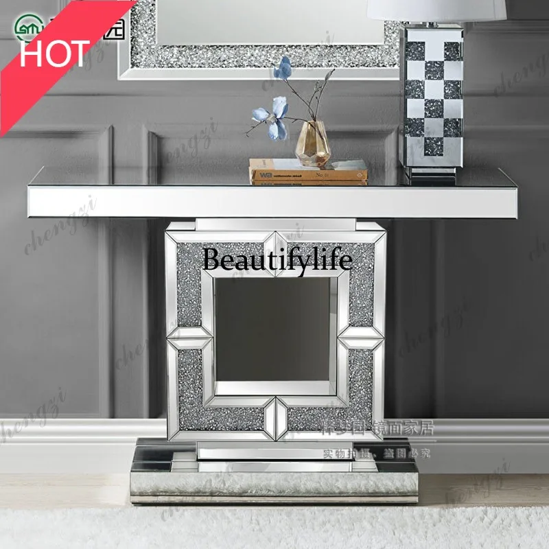 9344 European-style entryway table, light luxury, modern living room screen storage rack, wall-mounted mirror entryway table