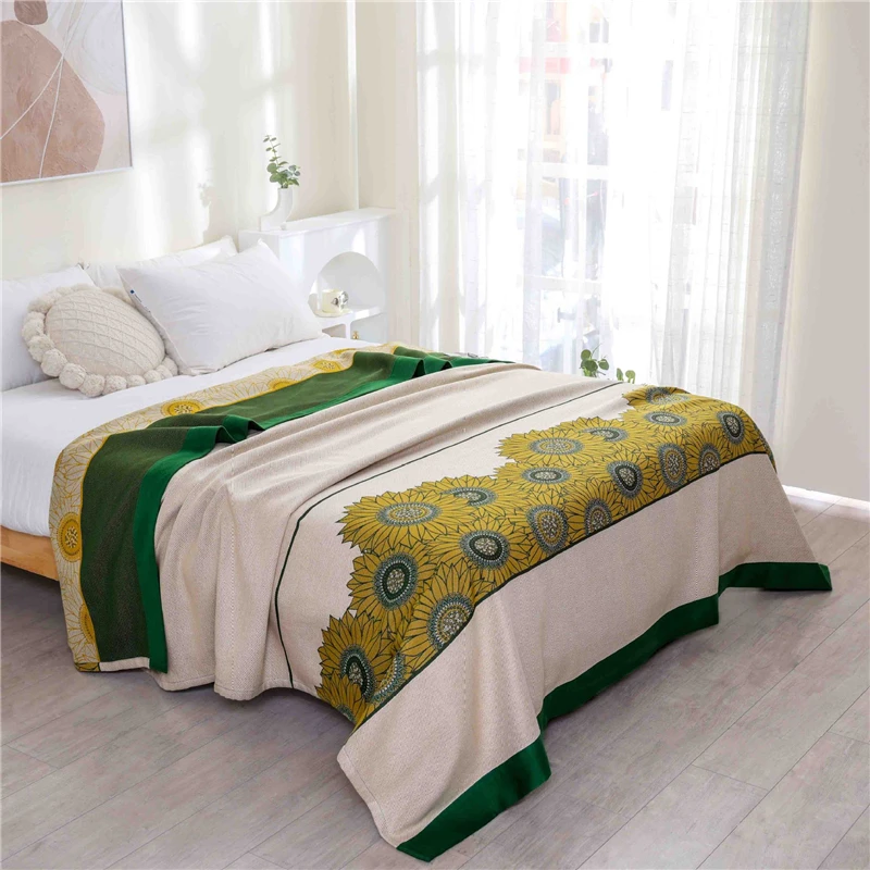 

Floral Blanket Bedspread for Sofa Beds 100 Cotton Gauze 230*250cm High Quality