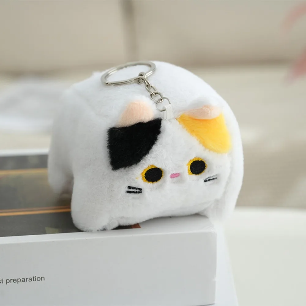 

Delicate Block Cat Square Cat Keychain Soft Stuffed Animal Calico Cat Kawaii Blue Cat Kitten Keyring Decorations