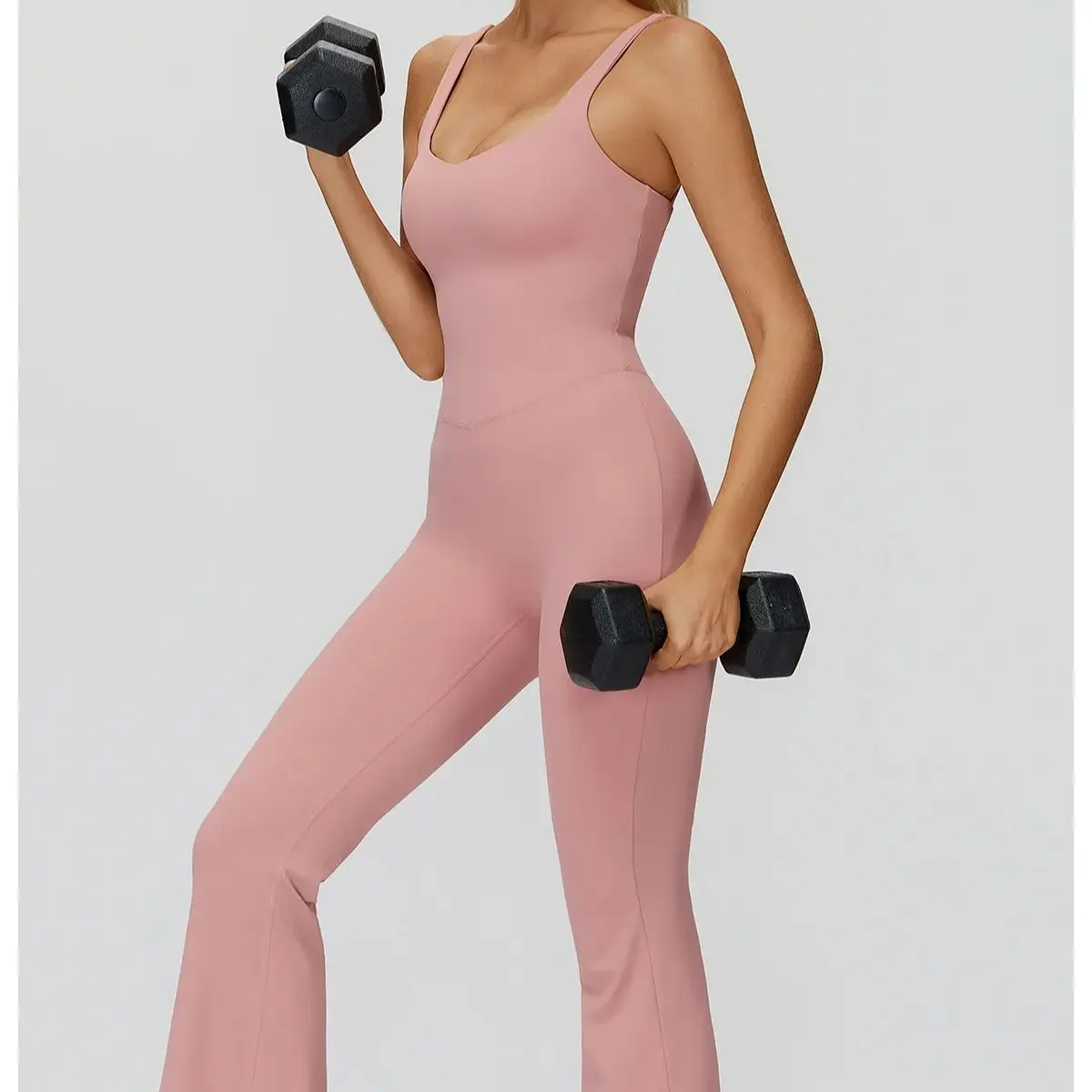 Jumpsuits Women Yoga Set Cross Back Beauty Slightly Flared Wide Leg Jumpsuit Gym Workout Tracksuit One-Piece Running Suit
