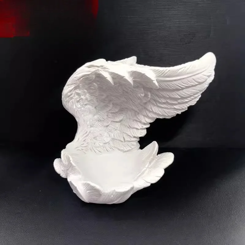 Handcarved Angel Wing Feather Stand Holders Aesthetic Decorative Bowl Resin Crystal Ball Base Reiki Healing Amulet Wedding Gifts