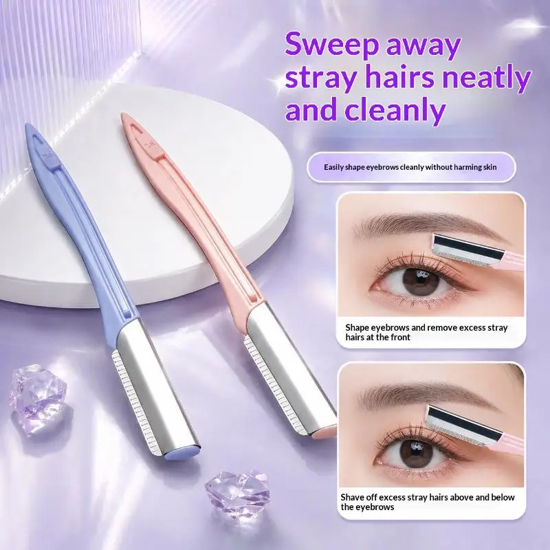 3 Pack Eyebrow Razors Sharp Safe Stainless Steel Blades Ergonomic Handle For Beginners Daily Beauty Makeup Trimming