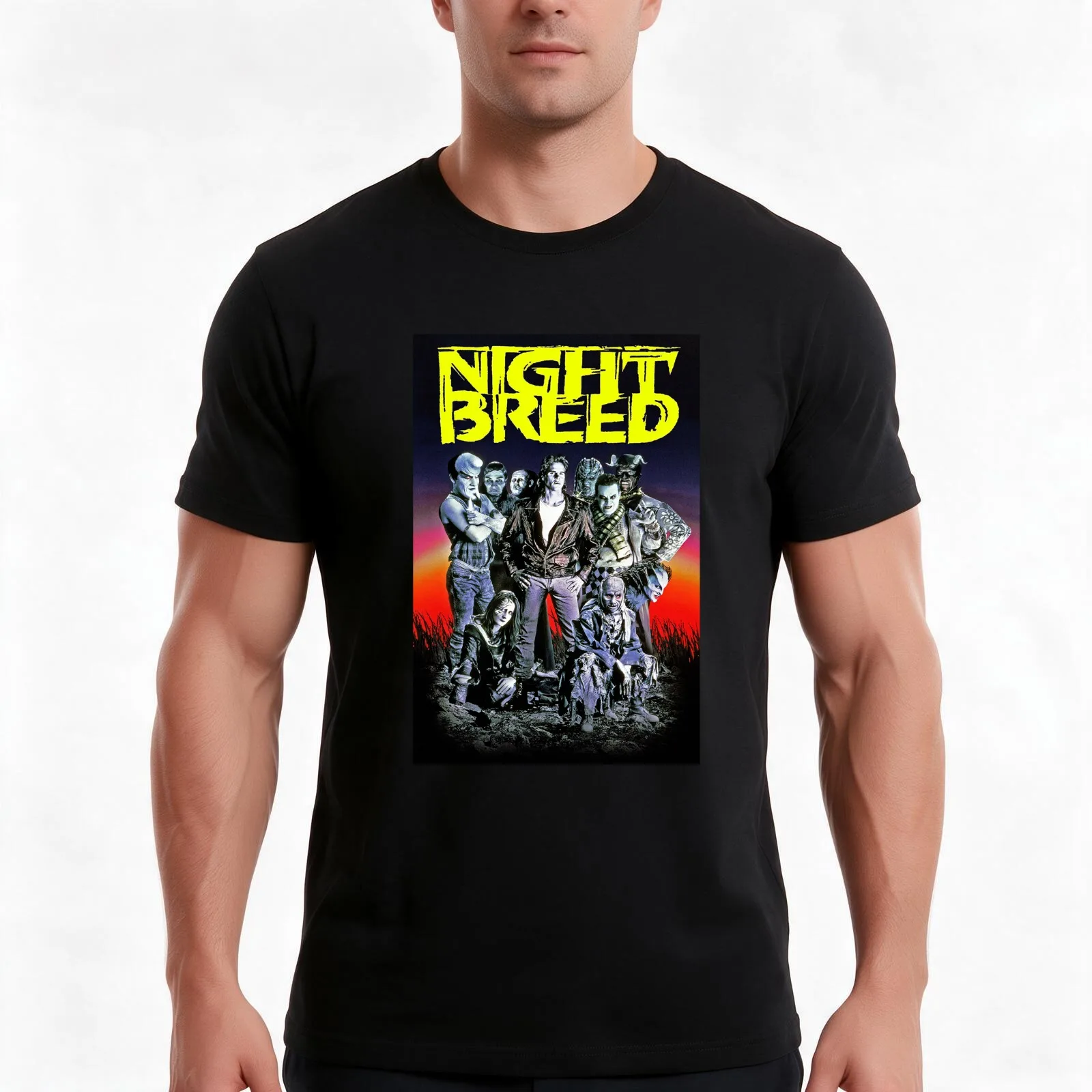Night Breed T-Shirt, Summer Casual Cotton Tee, Oversized Streetwear Tops, Vintage Graphic Print, Loose Fit Short Sleeve