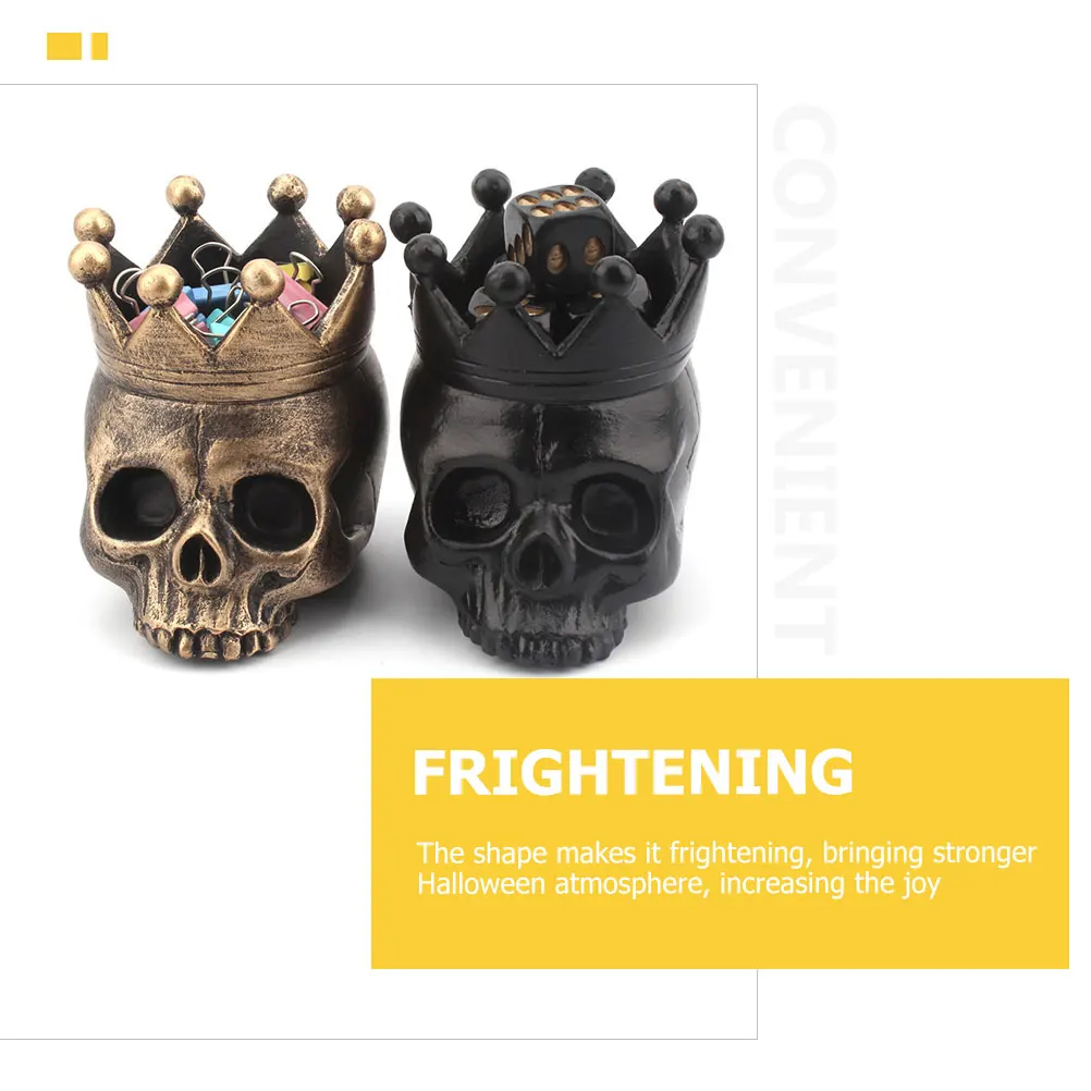 2 قطعة تاج الجمجمة حامل الهالوين الراتنج الشمعدان ديكور حفلة منضدية حامل هالوين الجمجمة ديكور حلية #2
