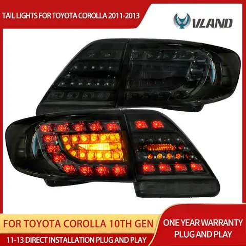 11-13 Corolla 10th Gen (E140 Wide-Body) Facelift Vland LED Tail Lights With Sequential Turn Signal