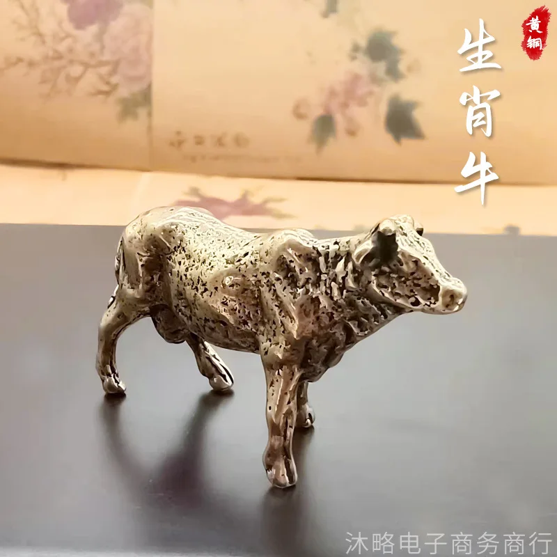 Brass Zodiac Ox Ornament Pendant Desktop Small Gift Creative Handmade Design Entrance Study
