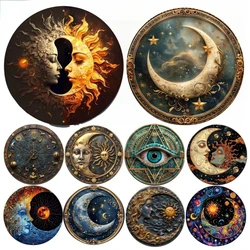 3D Round Metal Aluminum Sign Art Sun And Moon Decorative Plates Entrance Gift Mask Theme For Bar Club Home Room Wall Decor
