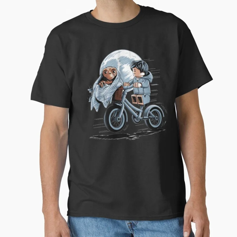 

The Unforgettable Escape E.T. The Extra Terrestrial Vintage Sic-Fi gift t shirt Cartoon Alien Graphic clothes All size Tops