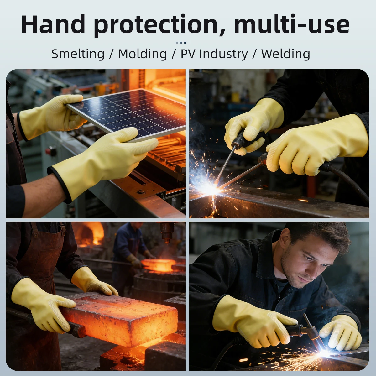 XYEHS 1000°C Heat Resistant Gloves Silicone Anti-Slip High Temp Protection for Welding Foundry