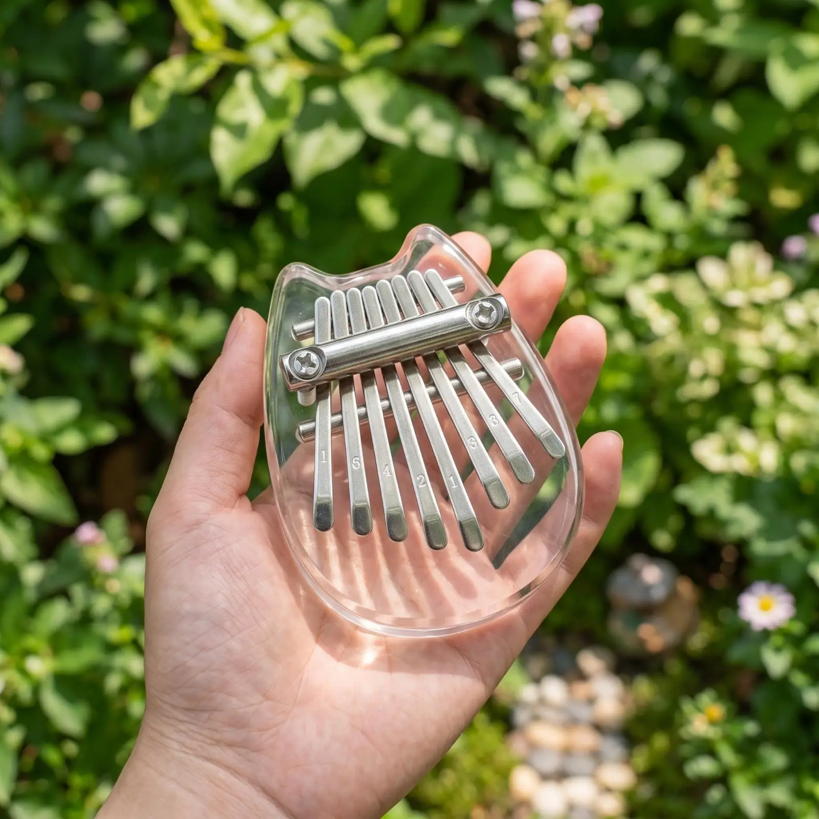 Small Wooden Thumb Piano Kalimba 8 Note Metal Tine Instrument Compact Hand Piano for Children Educational Toy