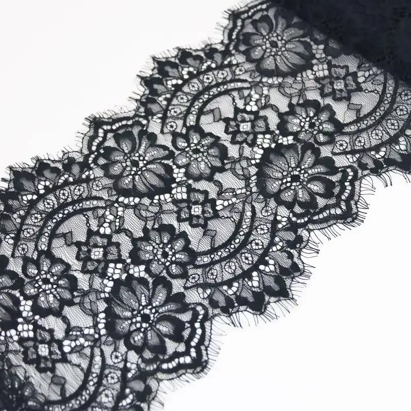 (3 Meters/Batch) 22cm White Eyelashes Lace Fabric Decorative Veil Wedding Dress Accessories DIY