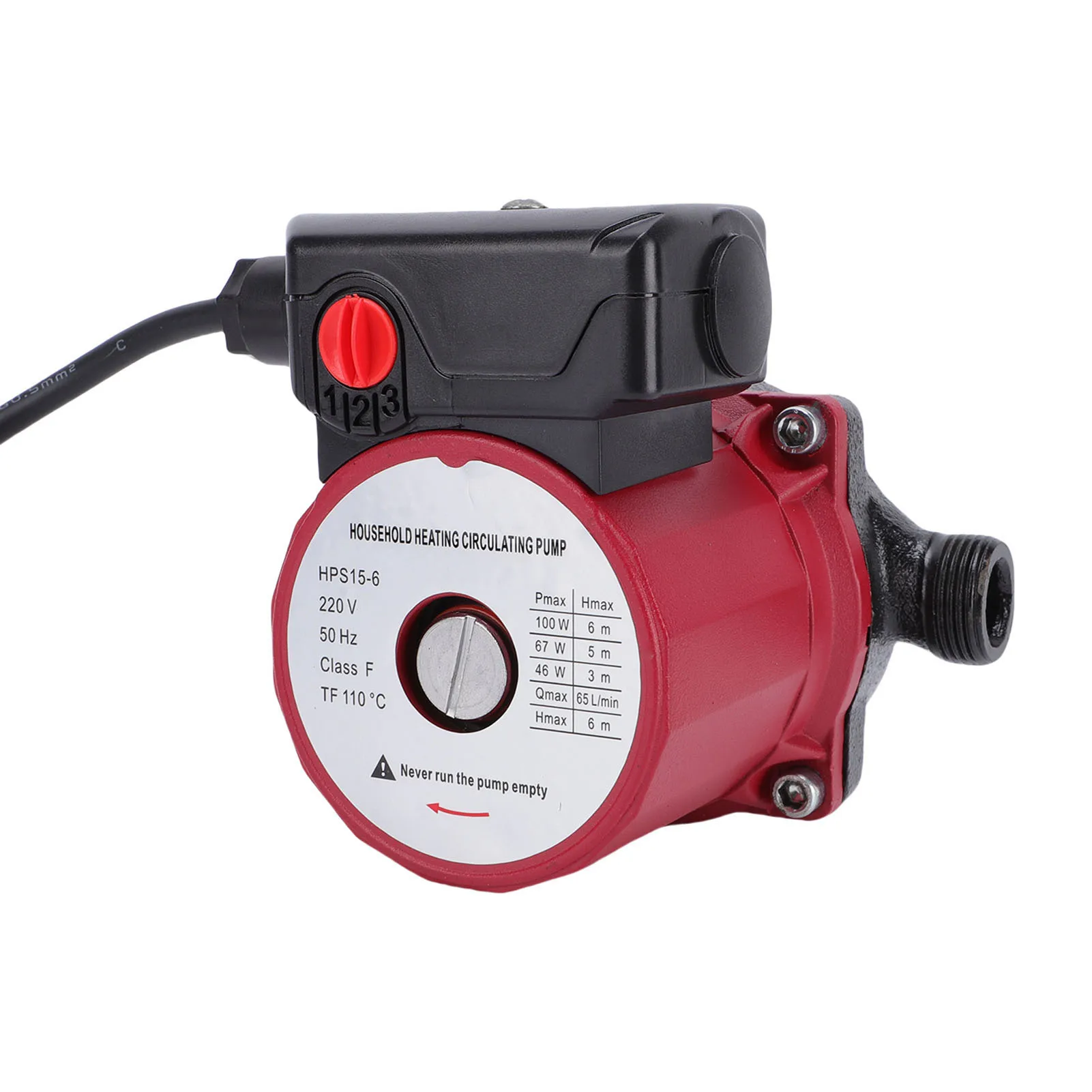 Electric Hot Water Pump 65L/min 46W 67W 100W 3 Speed Shielded Circulation Pump for Heater System NPT 1 In Pipe 3/4 In Joint view 3