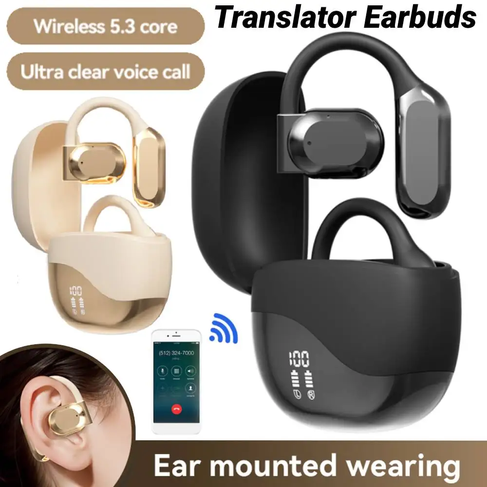 Intelligent Translator Earbuds Bluetooth 5.4 Two-Way Voice Translator Earphones Noise Cancelling Real Time Translation Device