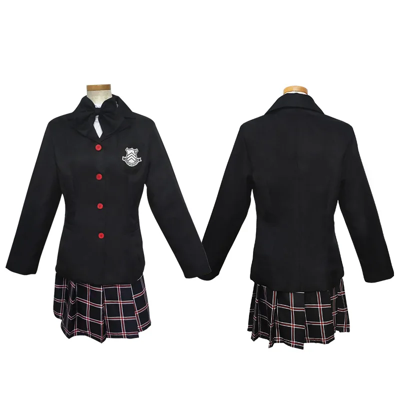 Kasumi Yoshizawa disfraz de Anime Persona 5 para mujer, pelucas, vestido de uniforme escolar, pelo rojo, Disfraces de Halloween, traje negro, Carnaval