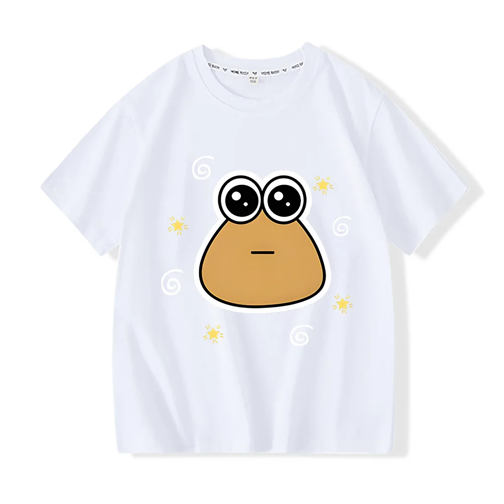 Funny Pou Graphic Tees Print Cotton Oversized Girls/Boys Tops T-shirt Clothing Streetwear Short Sleeve Tee Shirt Kids Clothes