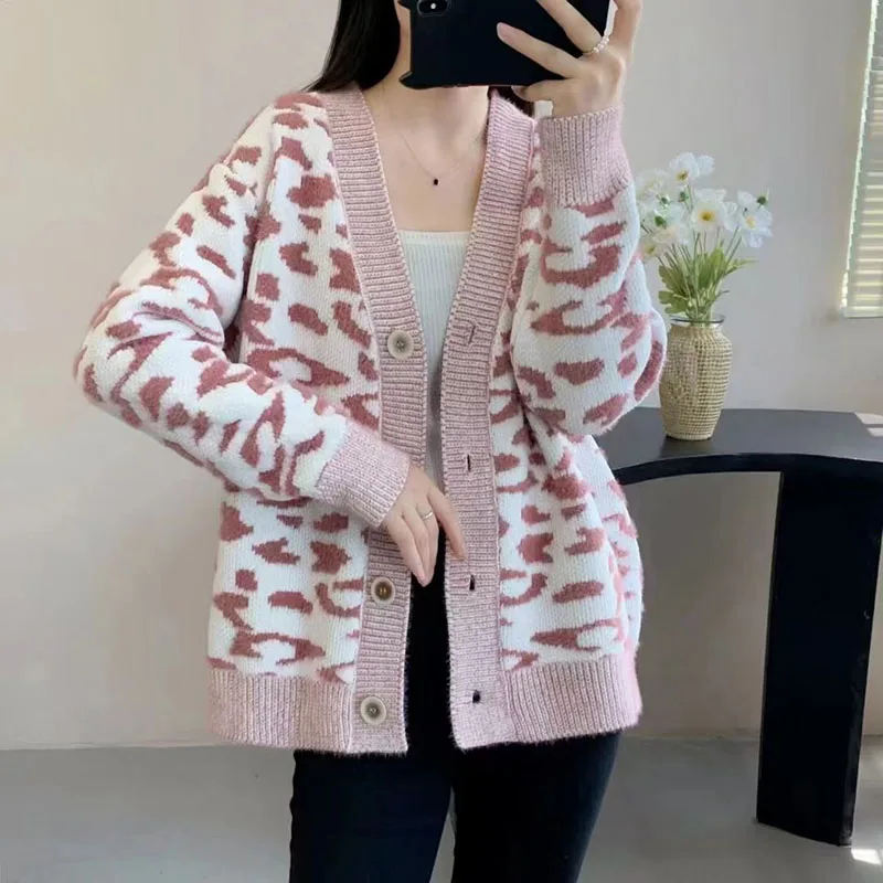 Knitted Cardigan Women Sweaters Autumn Loose Sweater Korean Fashion Cardigan Coat Long Sleeve Top 2023 Winter Womens Clothing