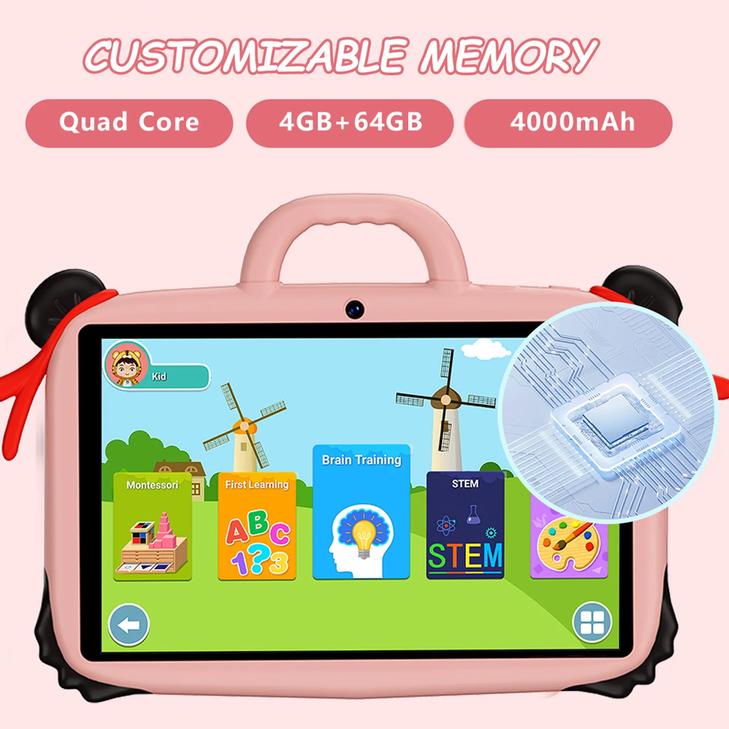 7 Inch New Cartoon Pattern Tablets For Study Education Games Children's Gifts 4GB+64GB ROM Quad Core Dual Cameras WiFi Tablet PC