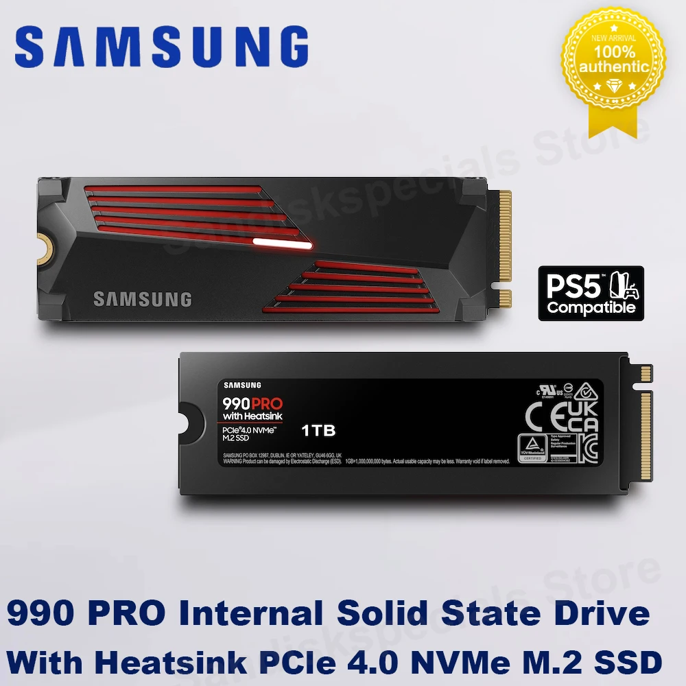 SAMSUNG SSD 990 Pro Heatsink NVMe SSD PCIe 4.0 M.2 2280 Internal Solid State Drive 1TB 2TB Hard Disk for Laptop Mini PC Gaming