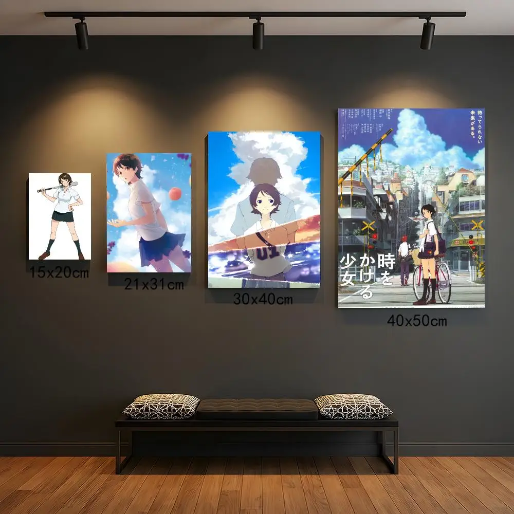 anime T-The Girl Who Leapt Through Time-E Poster Self Adhesive Wall Decor for Modern Home Cafe Office and Bar
