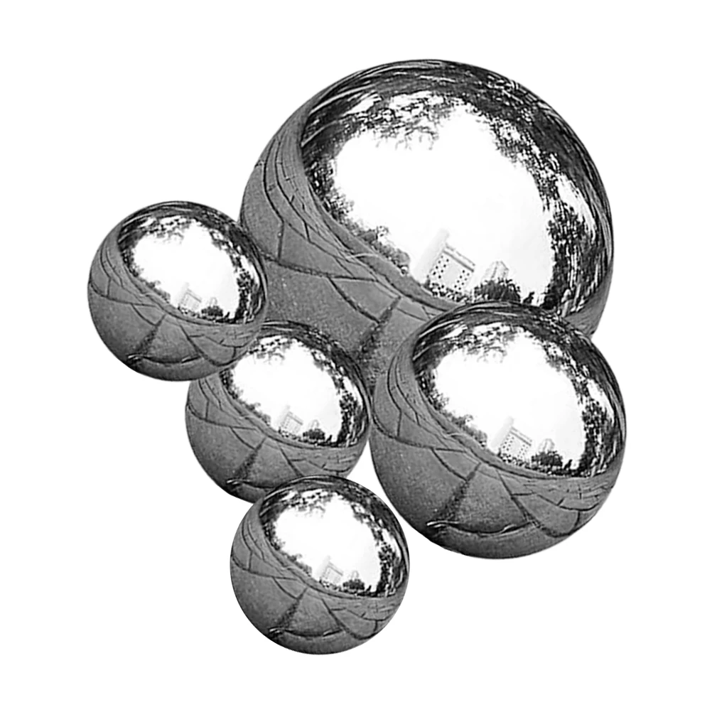 

5pcs Mirror Polished Balls Stainless Steel Hollow Round Spheres Reflective Decor Garden Outdoor Small Accessories