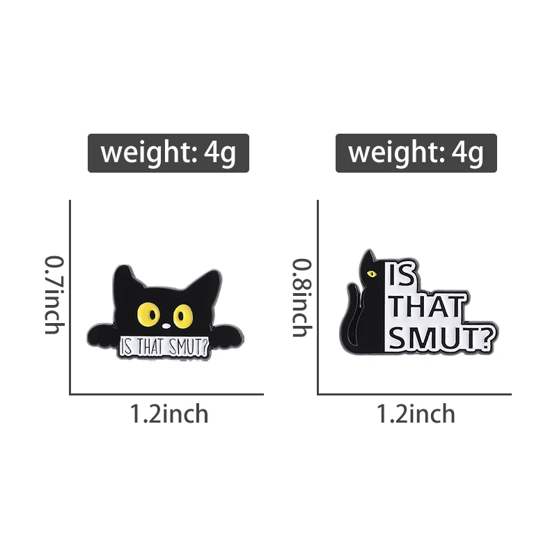 Is That Smut Confused Cat Enamel Pin Cute And Funny Black Cat Brooch Metal Badge Trendy Kids Costume Jewelry Gift For Friends