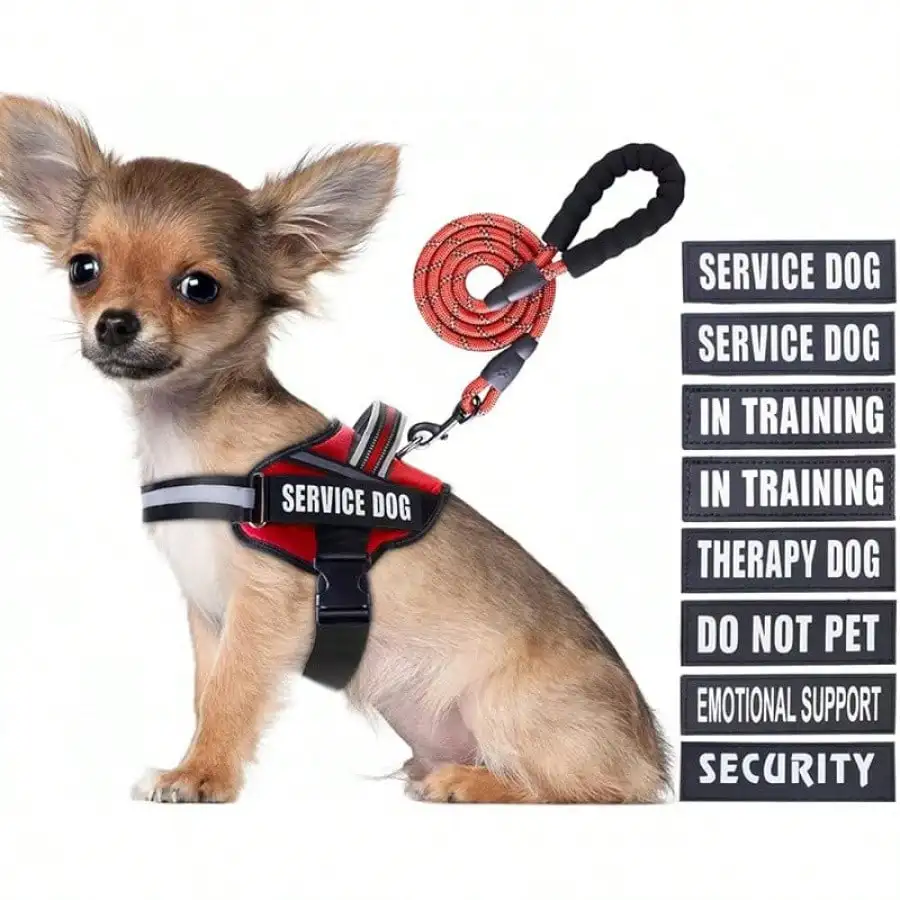 Vest Harness And Leash Set, Animire In Training Dog Harness With 10 Dog Patches, Reflective Dog Leash With Soft Padded Handle Small, Medium, Large, And-Large DogsChristmas CJ4G