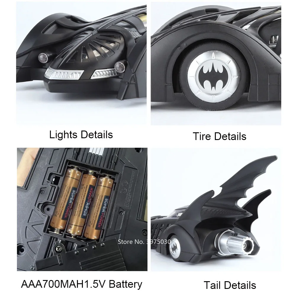 1:18 Large Batmobile 1995 Model Toys Classic Car Alloy Diecast Cars Light Sound Miniature Spray Vehicles for Kids Shelf Display