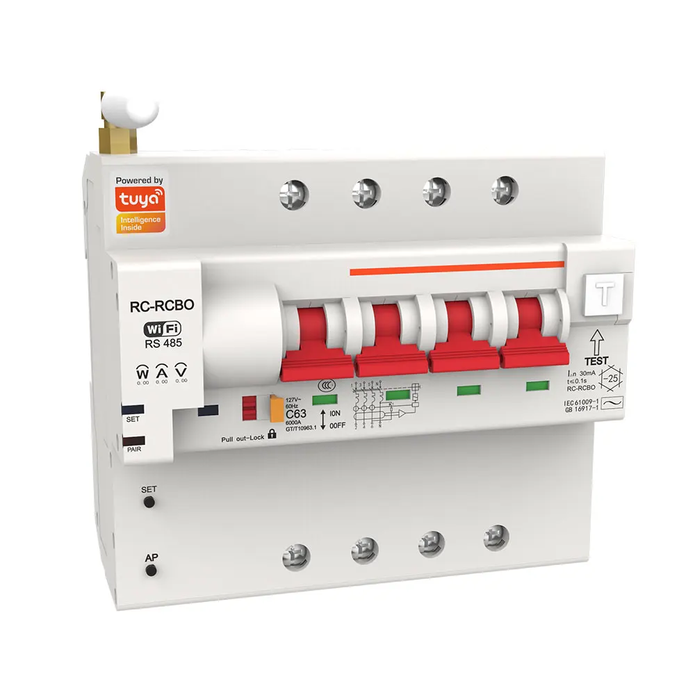 Electrical Miniature 4 Pole 20A Smart Breaker, Zigbee Smart Life Timer Control, DIN Rail Mount Home Use Smart Circuit Breaker