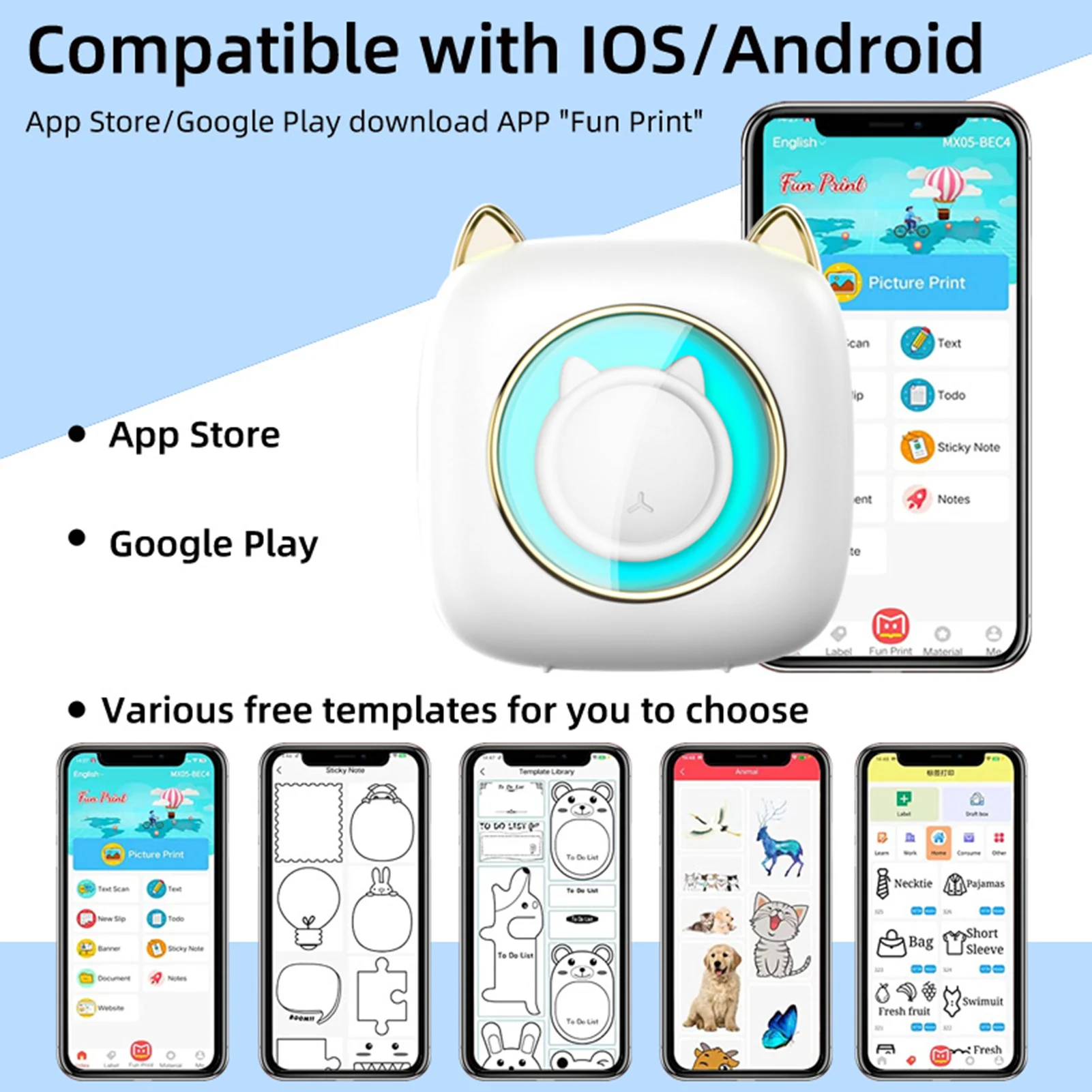 【Nieuw】C23 Draagbare Thermische Printer Machine Draadloze Mini Pocket Printer BT Verbinding 203DPI voor Kinderen Studie Werk Kantoor