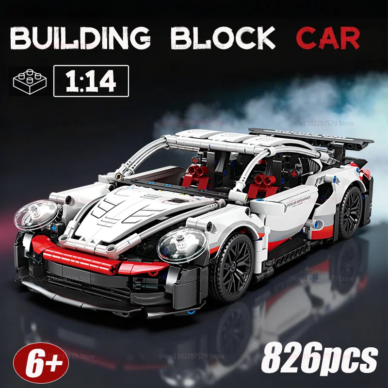 New 826PCS Technical Race Car Building Blocks Kit Model Assemble RSR Sport Car Bricks Kids DIY Toys For Adult Kid Birthday Gifts
