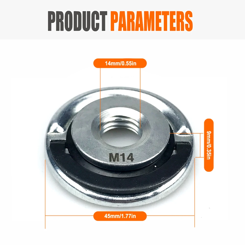 Portable M10/14 Thread 115mm/125mm Angle Grinder Accessory Inner And Outer Nut Tool Locking Nut Clamp Electric Chuck Replacement