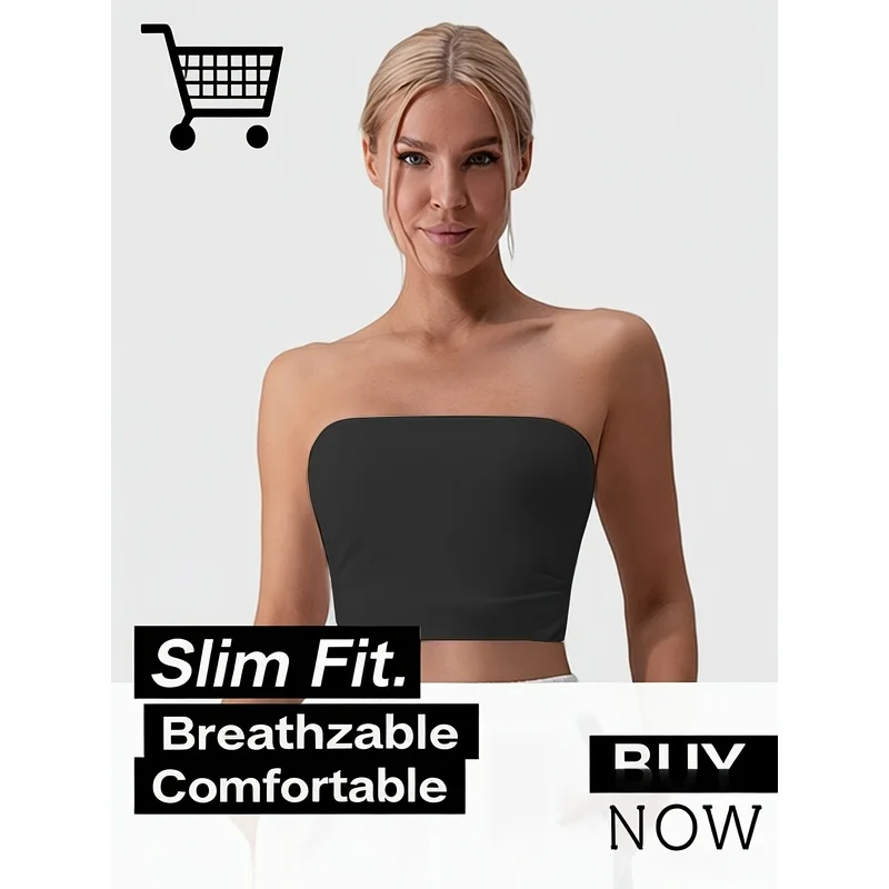 Sporty and sexy cropped tube top with built-in straps for outerwear