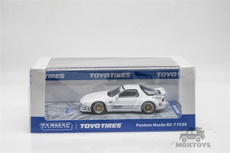 Tarmac Works x TOYOTIRES 1:64 Pandem Mazda RX-7 FC3S White Diecast Model Car