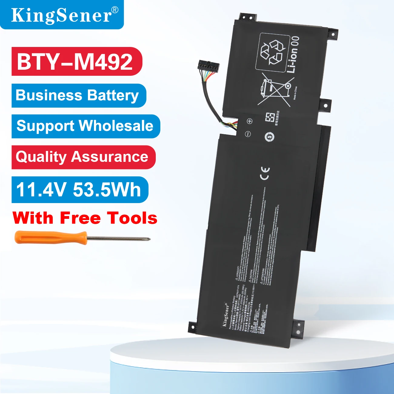 

KingSener BTY-M492 Laptop Battery For MSI Pulse GL66 11UDK-076 GL66-11UDK-066JP 11UEK-050XFR 11UEK-007FR Series 11.4V 53.5Wh