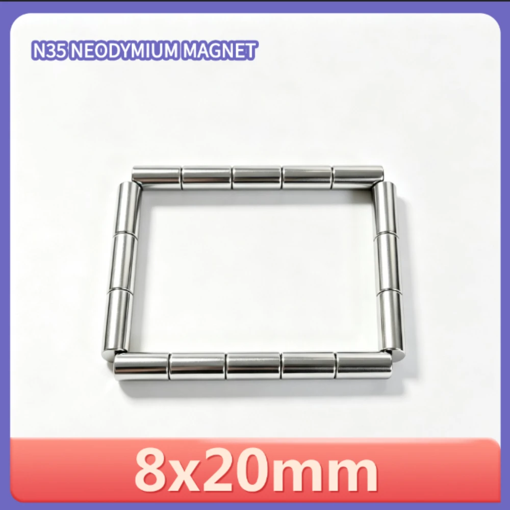 8x20 mm Super Powerful Magnetic Magnet 8mm x 20mm Thick Permanent Neodymium Magnet Strong 8x20mm Round Magnet 8*20 mm