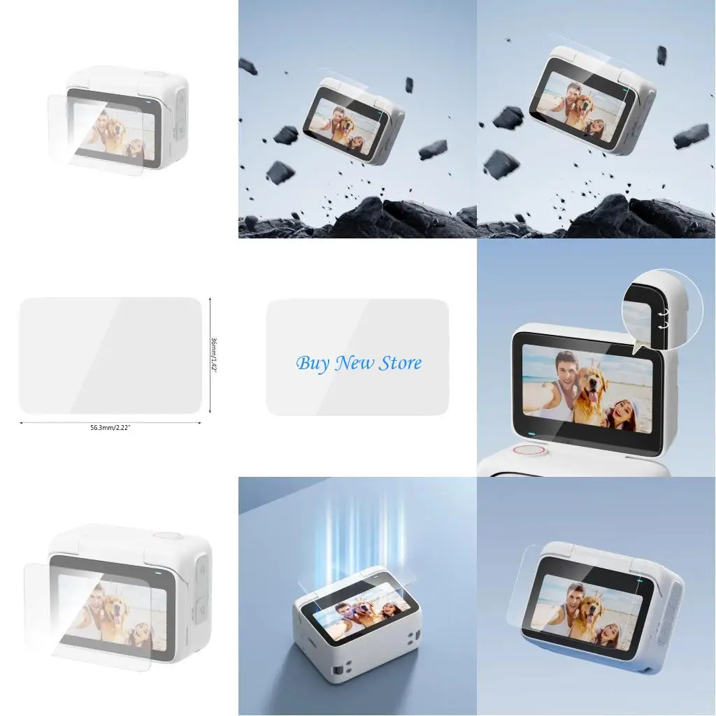 

20CE Tempered Glass Shield for 360 GO 3 Thumb Camera Easy Installation Bubble-Free Scratch-resistant Screen Protectors Film
