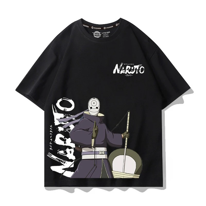 New Children's T-shirt Trendy and Cool Naruto Co Branded Pure Cotton Printed Parent-child Outfit Round Neck Short Sleeved Shirt